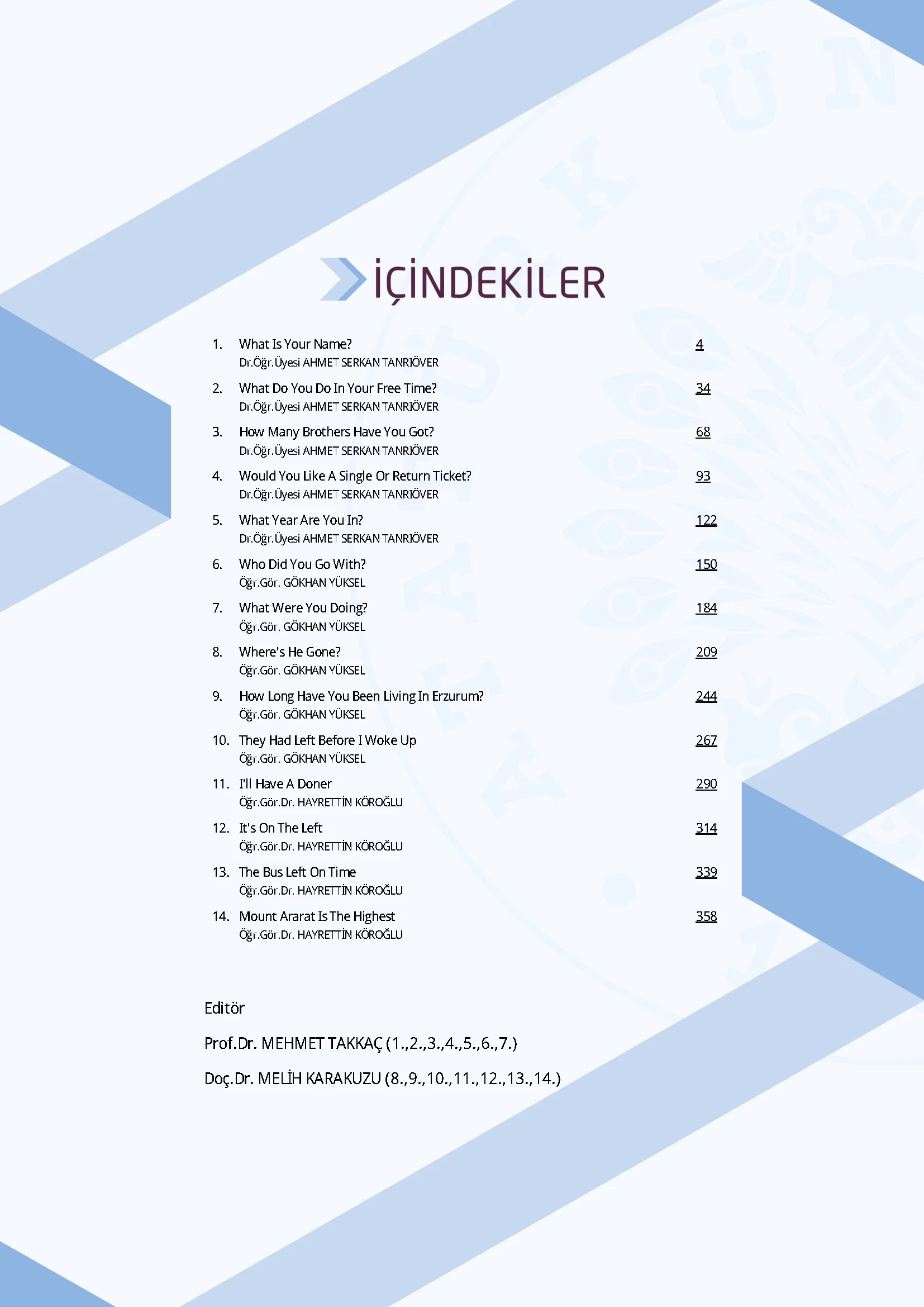 İçindekiler - Yabancı Dil I