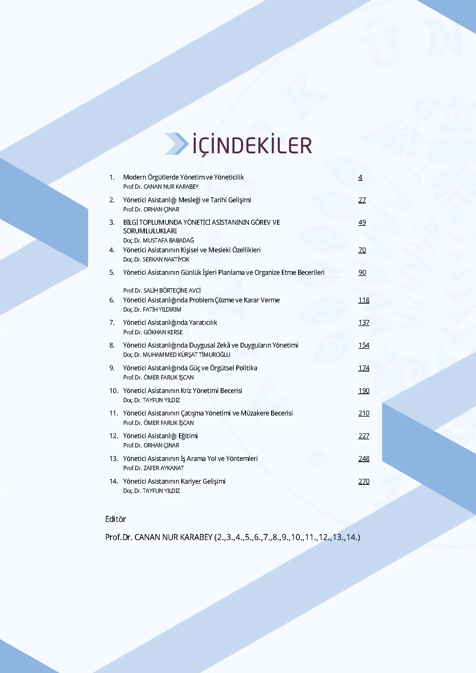 İçindekiler - Yönetici Asistanlığı