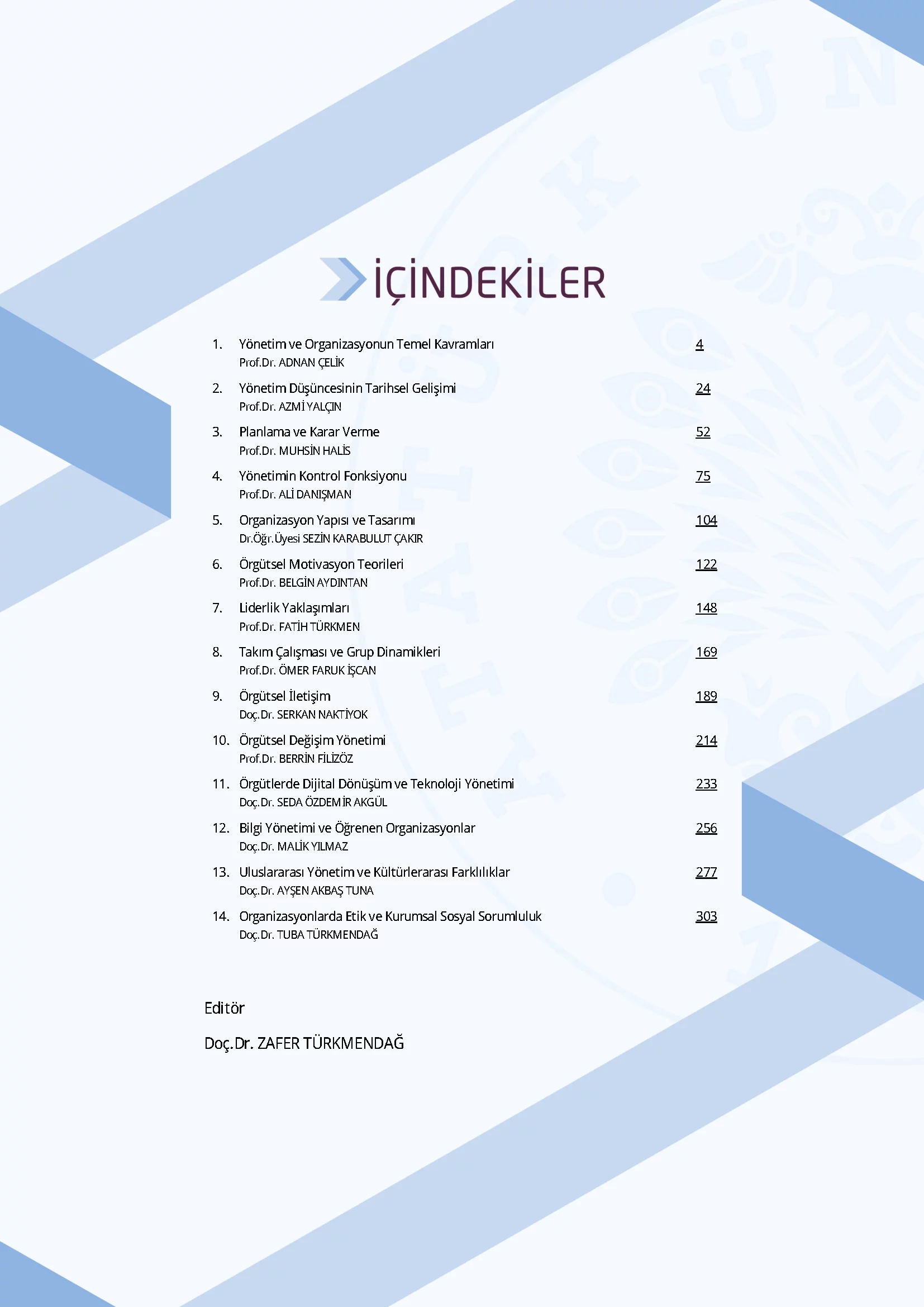 İçindekiler - Yönetim ve Organizasyon